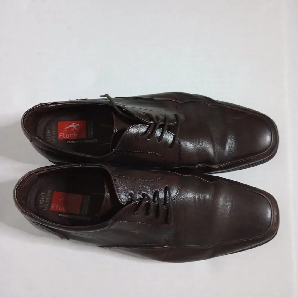 Fluchos Brown Leather Lace Up Oxford Casual Walking Comfort Shoes 44 Mens Spain